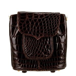 Elegant Brown Crocodile Pattern Women's Bag